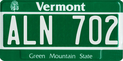 VT license plate ALN702