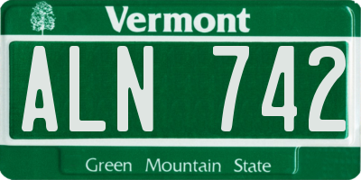 VT license plate ALN742