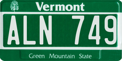 VT license plate ALN749