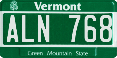 VT license plate ALN768