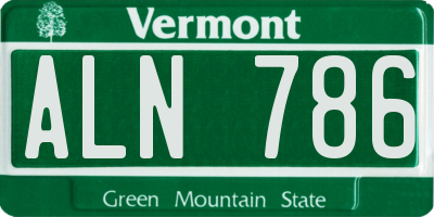 VT license plate ALN786