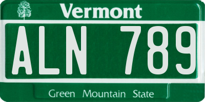 VT license plate ALN789