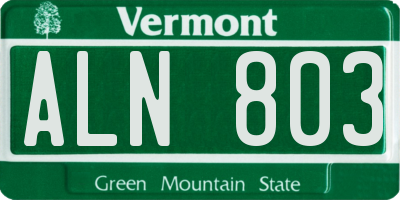 VT license plate ALN803