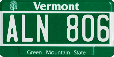 VT license plate ALN806