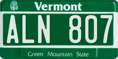 VT license plate ALN807