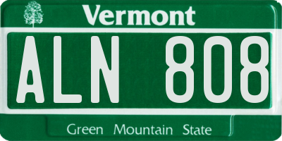 VT license plate ALN808