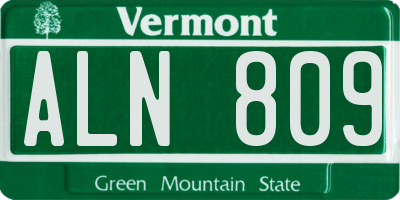 VT license plate ALN809