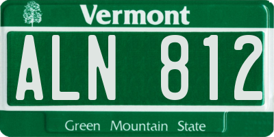 VT license plate ALN812