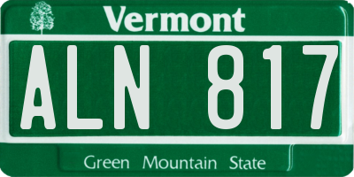 VT license plate ALN817