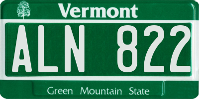 VT license plate ALN822