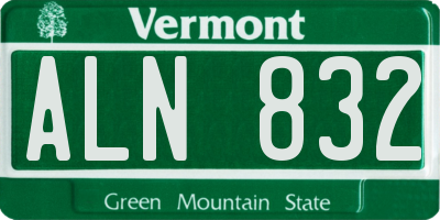 VT license plate ALN832