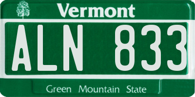VT license plate ALN833