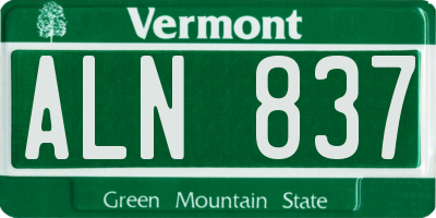 VT license plate ALN837