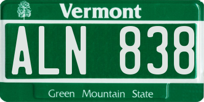 VT license plate ALN838