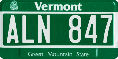 VT license plate ALN847