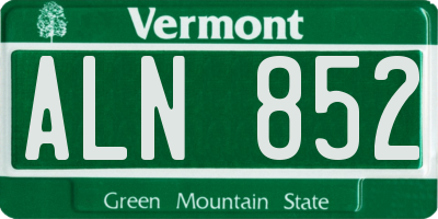 VT license plate ALN852