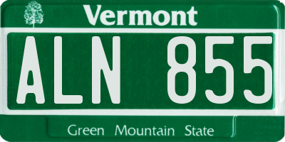 VT license plate ALN855