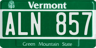 VT license plate ALN857