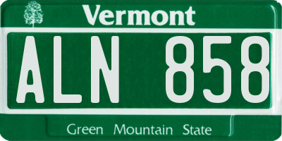 VT license plate ALN858