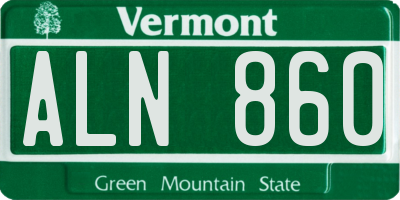 VT license plate ALN860