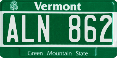 VT license plate ALN862