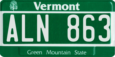 VT license plate ALN863