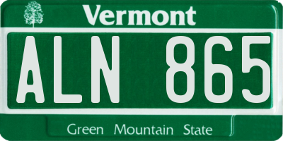 VT license plate ALN865