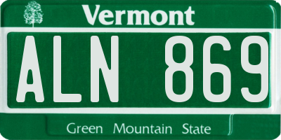 VT license plate ALN869