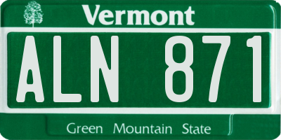 VT license plate ALN871