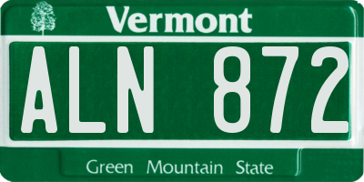VT license plate ALN872