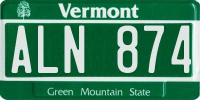VT license plate ALN874