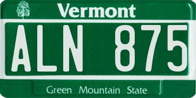 VT license plate ALN875