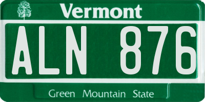 VT license plate ALN876