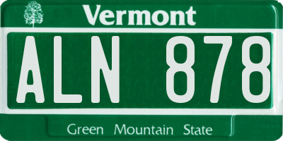 VT license plate ALN878