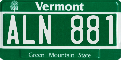 VT license plate ALN881