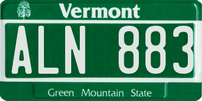 VT license plate ALN883