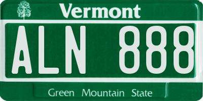 VT license plate ALN888