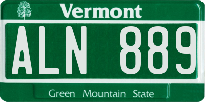 VT license plate ALN889