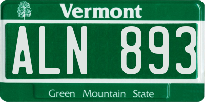 VT license plate ALN893