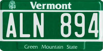 VT license plate ALN894