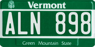 VT license plate ALN898