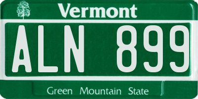 VT license plate ALN899