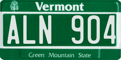 VT license plate ALN904