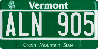 VT license plate ALN905