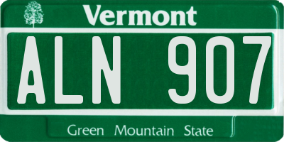 VT license plate ALN907