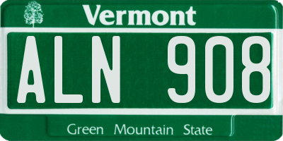 VT license plate ALN908