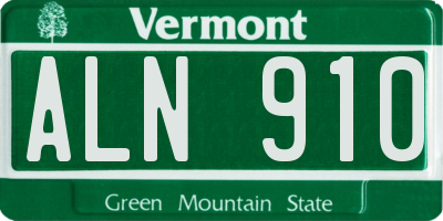 VT license plate ALN910