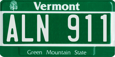 VT license plate ALN911