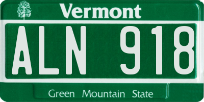 VT license plate ALN918
