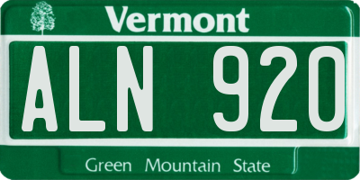 VT license plate ALN920